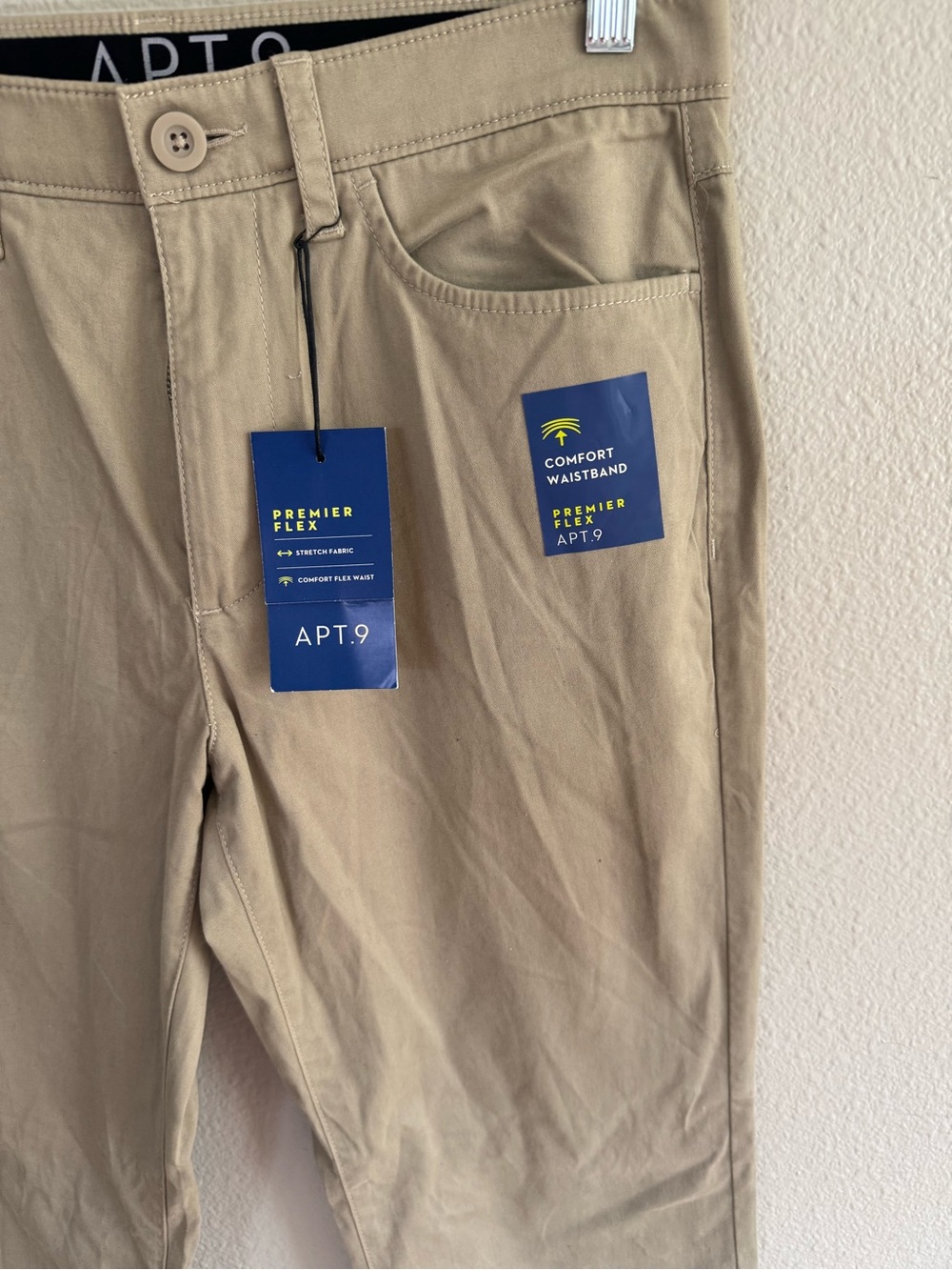 APT 9 Men’s Premier Flex Straight Fit Khaki Trouser Pants- Size: 32x30 - Picture 6 of 9